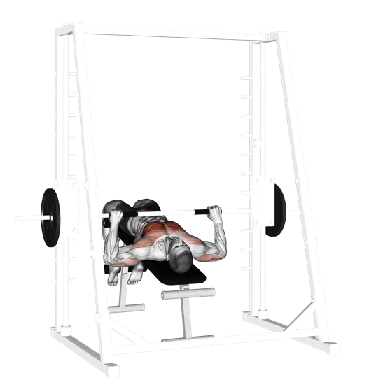 Smith Decline Bench Press — movement illustration 1
