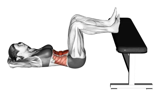 Floor Crunch Feet on Bench — movement illustration 1