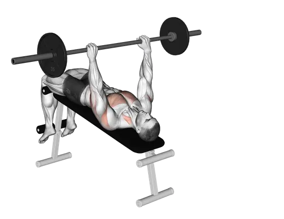 Barbell Decline Wide-Grip Pullover — movement illustration 1